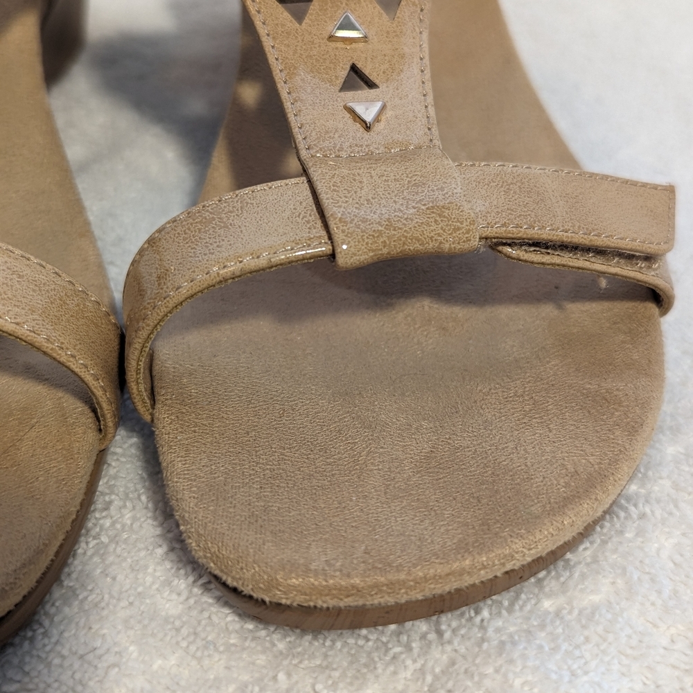 Vionic Tan Wedge Sandals with Stud Accents - Picture 8 of 15